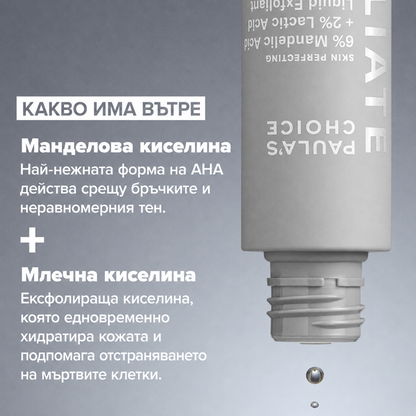 Skin Perfecting 6% Mandelic + 2% Lactic Acid AHA Liquid Exfoliant - Ексфолиант 6% Манделова + 2% Млечна Киселина