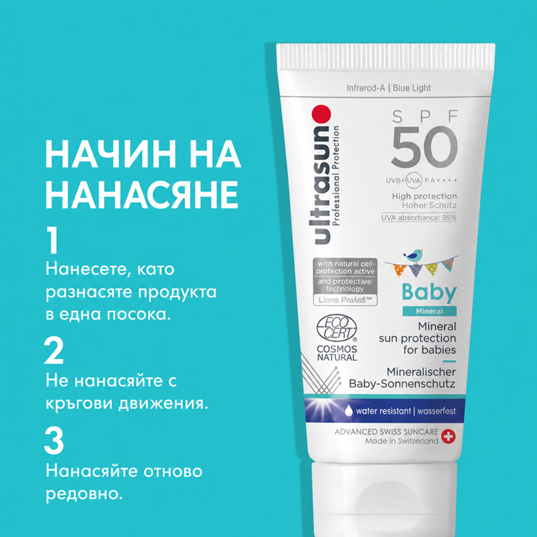 Ultrasun Mineral Baby SPF50 - Минерална Слънцезащита за Бебета
