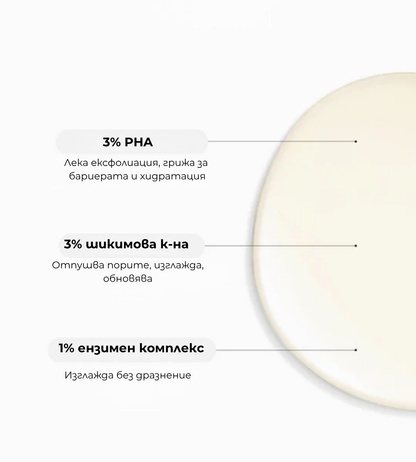 Gentle Exfoliator - Нежен Обновяващ Пилинг 3% PHA + 3% Шикимова Киселина + 1% Ензимен Комплекс