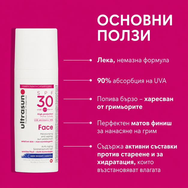 Ultrasun Face SPF30 Дневен Хидратант