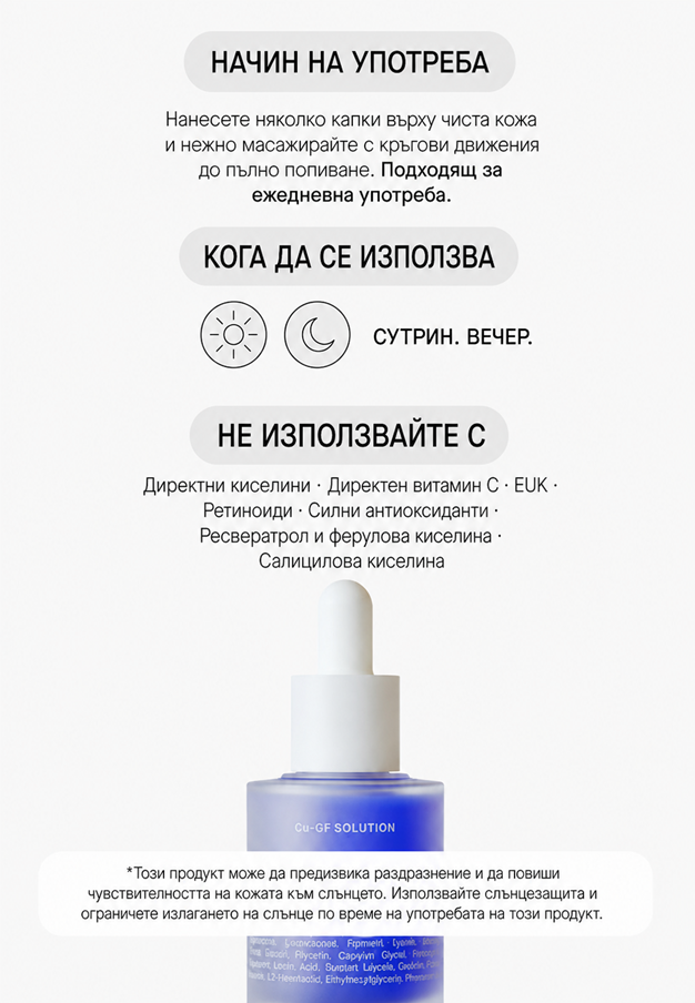 Cu-Gf Solution - Серум с 1% Медни Пептиди