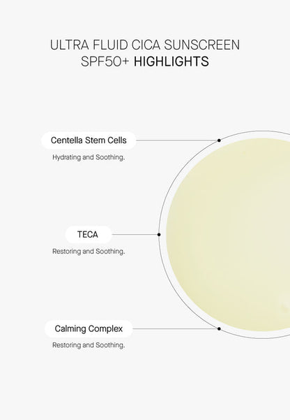 Ultra Fliud Cica Sunscreen SPF50 - Успокояващ Слънцезащитен Лосион с Центела // 100 мл.