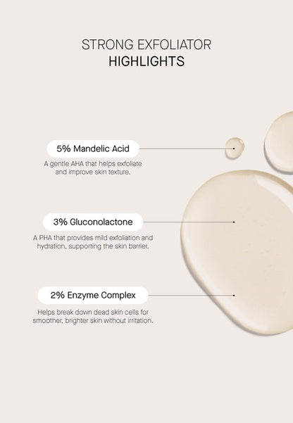 Strong Exfoliator - Интензивен Мулти-Киселинен Ексфолиант 5% Манделова + 5% PHA + 2% Ензимен Комплекс