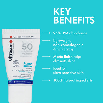 Ultrasun Mineral Face SPF50 - 100% Минерална Дълготрайна Слънцезащита